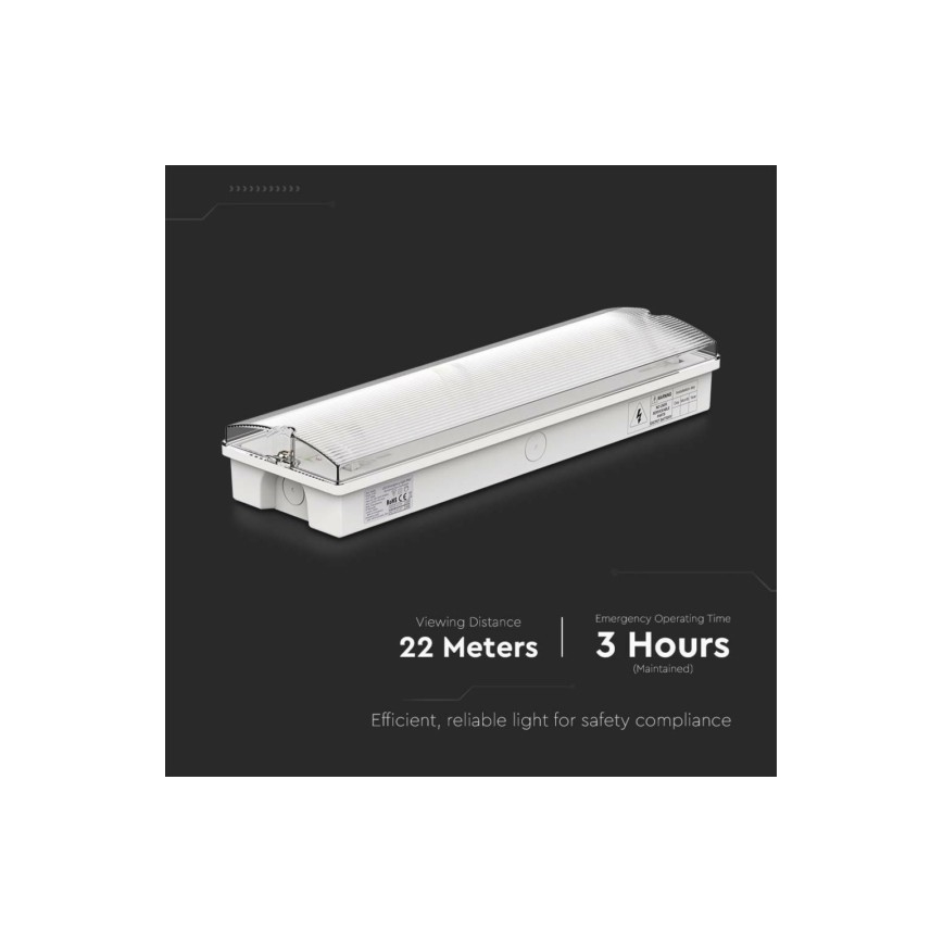 LED avarinė lemputė EMERGENCY EXIT LED/3W/230V 6400K IP65