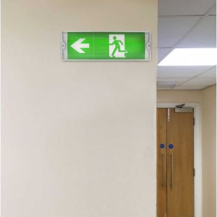 LED avarinė lemputė su įprastu funkcionalumo testu EMERGENCY EXIT LED/3W/230V 6400K IP65