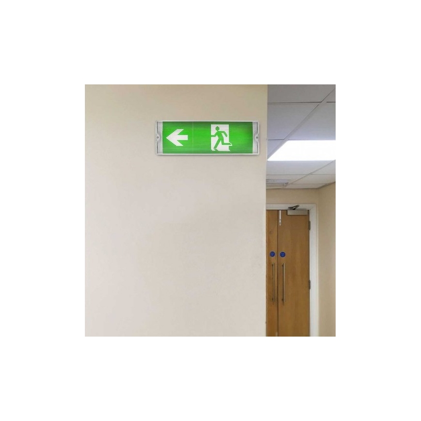 LED avarinė lemputė su įprastu funkcionalumo testu EMERGENCY EXIT LED/3W/230V 6400K IP65
