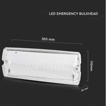 LED avarinė lemputė su įprastu funkcionalumo testu EMERGENCY EXIT LED/3W/230V 6400K IP65