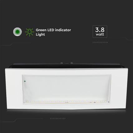 LED Avarinis šviestuvas EMERGENCY EXIT SAMSUNG CHIP LED/3,8W/230V 6000K