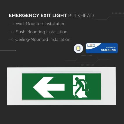 LED Avarinis šviestuvas EMERGENCY EXIT SAMSUNG CHIP LED/3,8W/230V 6000K