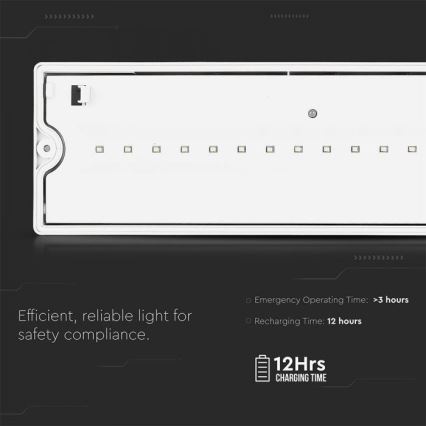 LED avarinis šviestuvas EMERGENCY EXIT LED/3W/230V IP65 6000K 1200mAh