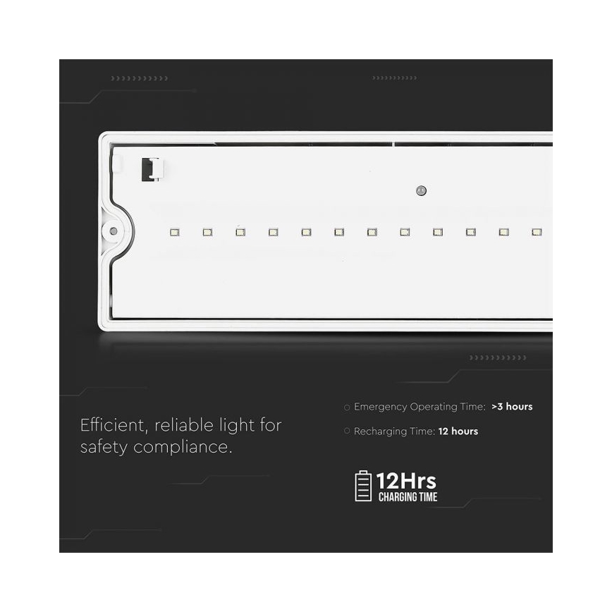 LED avarinis šviestuvas EMERGENCY EXIT LED/3W/230V IP65 6000K 1200mAh