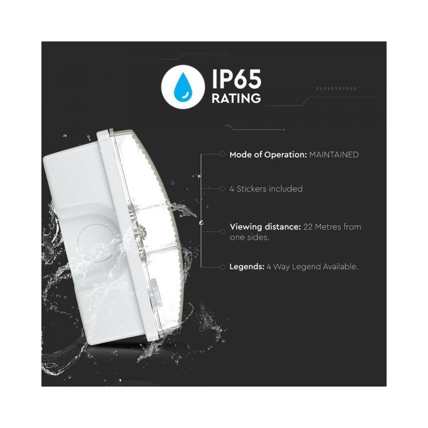 LED avarinis šviestuvas EMERGENCY EXIT LED/3W/230V IP65 6000K 1200mAh
