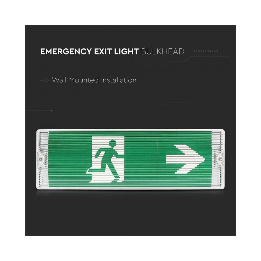 LED avarinis šviestuvas EMERGENCY EXIT LED/3W/230V IP65 6000K 1200mAh