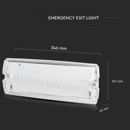 LED avarinis šviestuvas EMERGENCY EXIT LED/3W/230V IP65 6000K 1200mAh