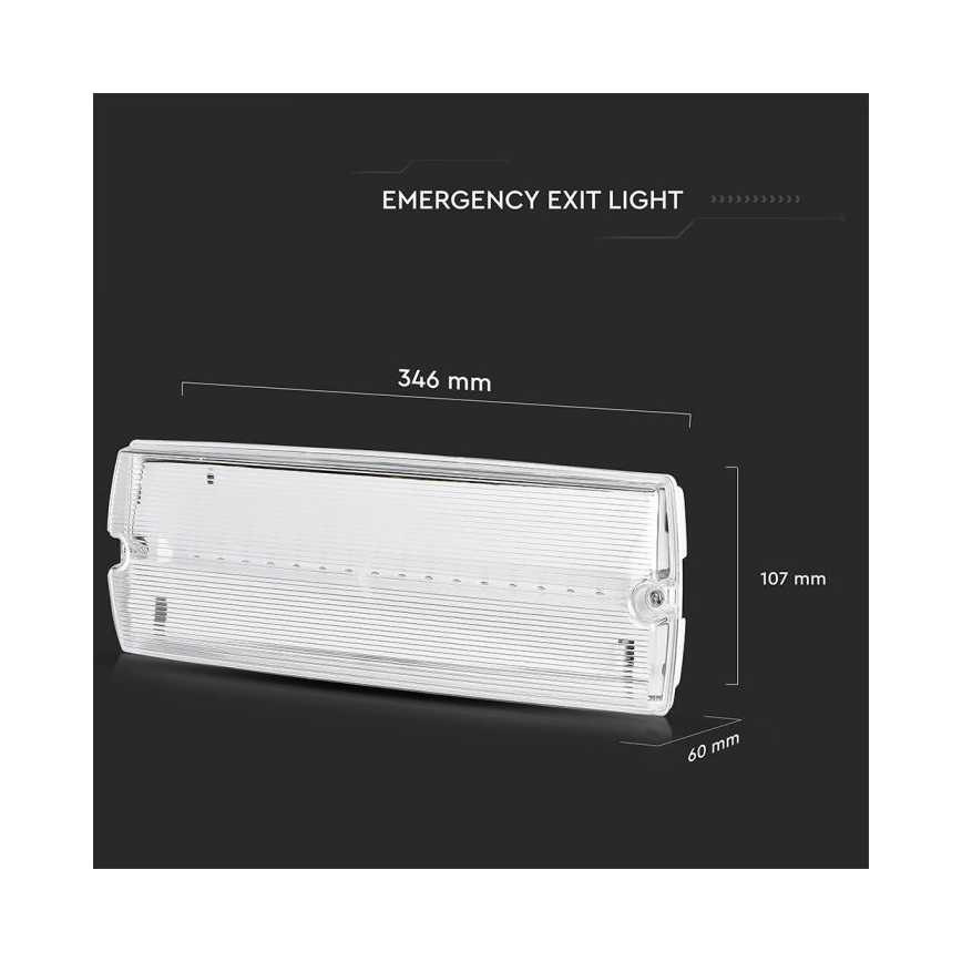 LED avarinis šviestuvas EMERGENCY EXIT LED/3W/230V IP65 6000K 1200mAh