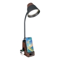 LED+CCT dimeriuojama stalinė lempa su belaidžiu QI įkrovimu IDEAL LED/8W/230V 2700/4000/5000K ruda