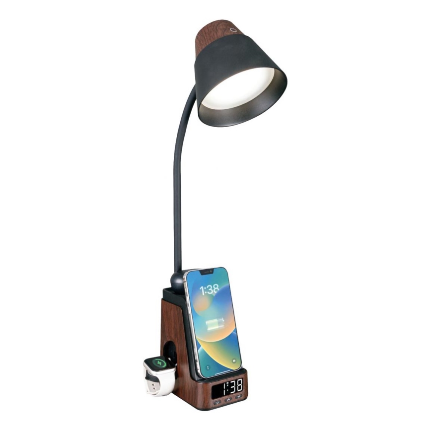 LED+CCT dimeriuojama stalinė lempa su belaidžiu QI įkrovimu IDEAL LED/8W/230V 2700/4000/5000K ruda