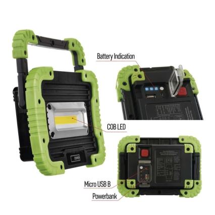 LED COB Įkraunamas Prožektoriaus šviestuvas LED/3,7V 3000 mAh IP44