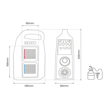 LED Daugiafunkcinis saulės lempa su kolonėle ir power bank LED/5W/7200mAh IP65