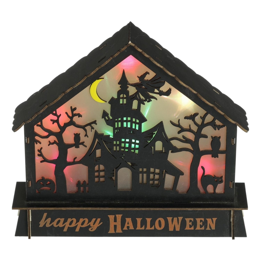 LED Dekoracija HALLOWEEN LED/2xAA/daugiaspalvis vaiduoklių namas