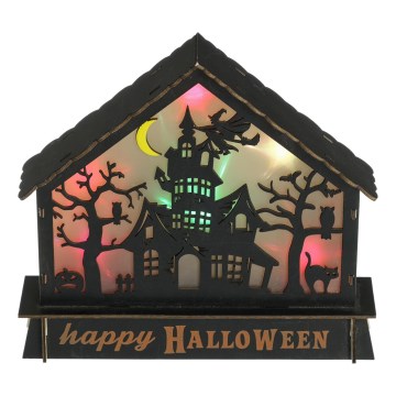 LED Dekoracija HALLOWEEN LED/2xAA/įvairiaspalvė baisi namelis