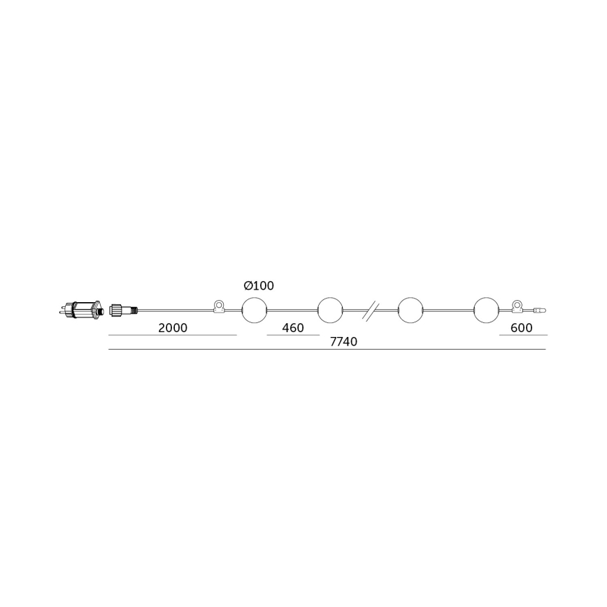 LED Dekoratyvinė lauko girlianda 10xLED/0,8W/230V IP67 2500K 7,7 m