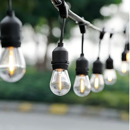 LED Dekoratyvinė lauko girlianda 20xE27/1W/230V 10 m IP65 juoda