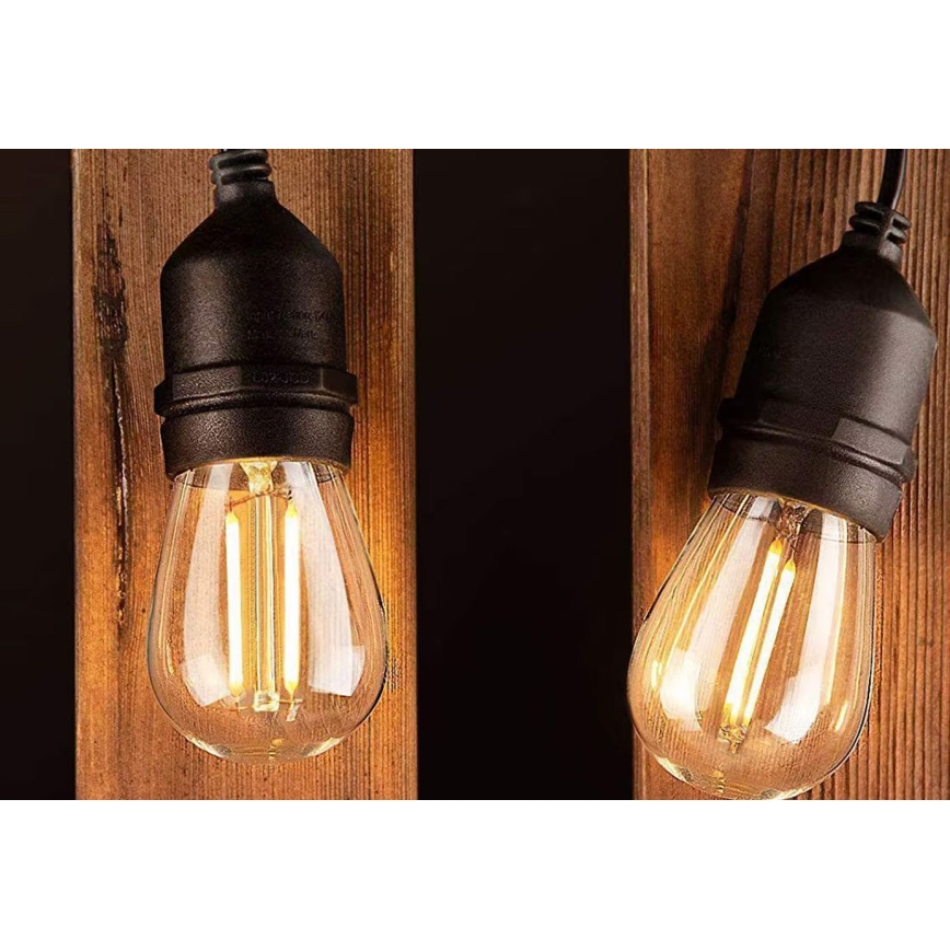 LED Dekoratyvinė lauko girlianda 20xE27/1W/230V 10 m IP65 juoda