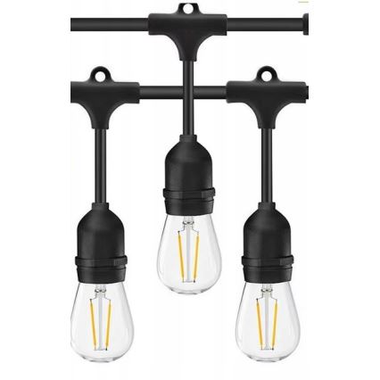 LED Dekoratyvinė lauko girlianda 20xE27/1W/230V 10 m IP65 juoda