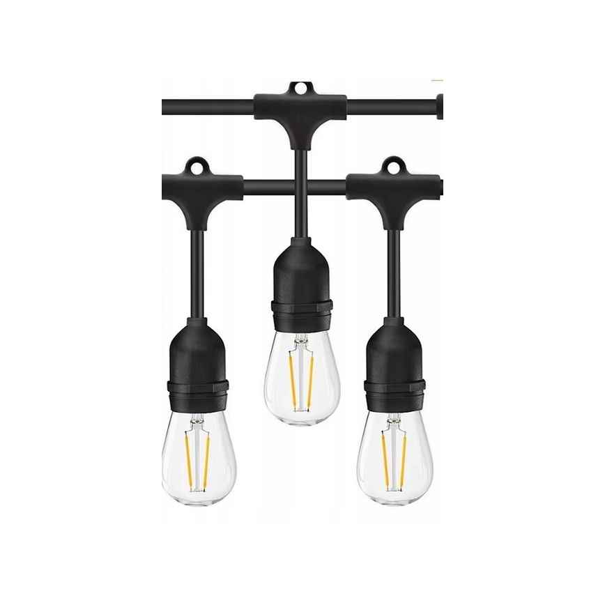LED Dekoratyvinė lauko girlianda 20xE27/1W/230V 10 m IP65 juoda
