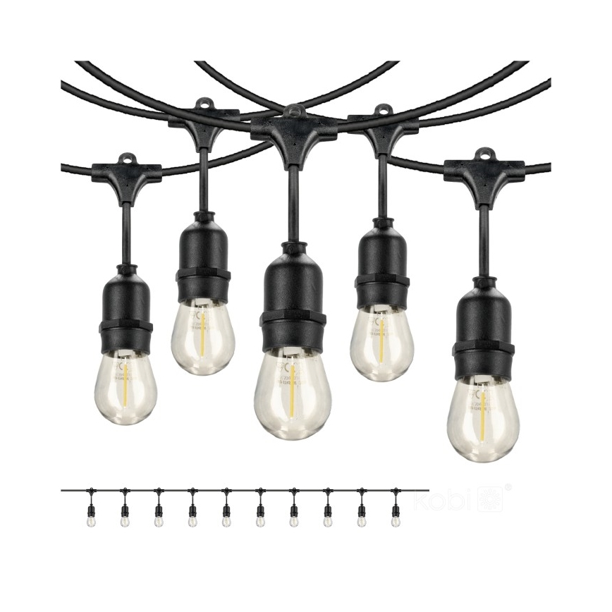 LED Dekoratyvinė lauko girlianda BAJA ST64 10xE27/1W/230V 10,9m IP44 šilta balta