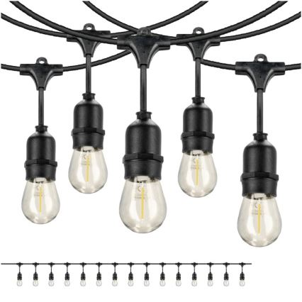 LED Dekoratyvinė lauko girlianda BAJA ST64 15xE27/1W/230V 15,9m IP44 šilta balta