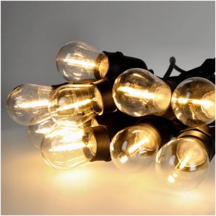 LED Dekoratyvinė lauko girlianda BAJA ST64 15xE27/1W/230V 15,9m IP44 šilta balta