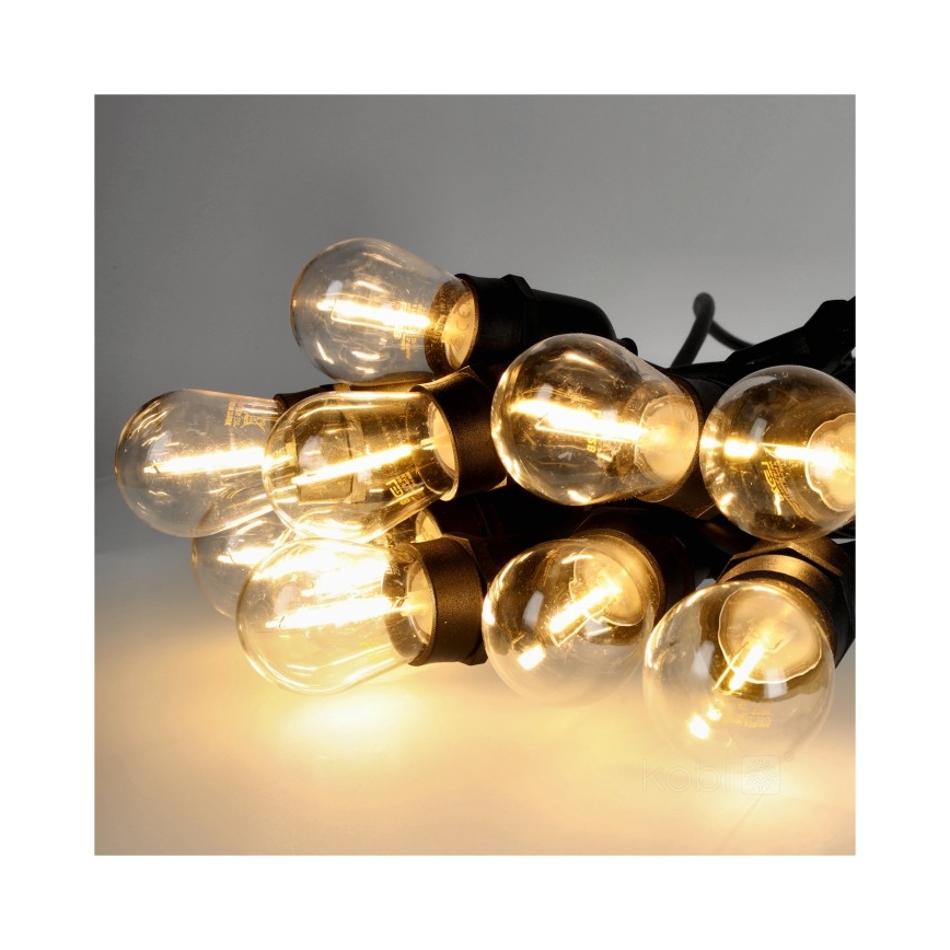 LED Dekoratyvinė lauko girlianda BAJA ST64 15xE27/1W/230V 15,9m IP44 šilta balta