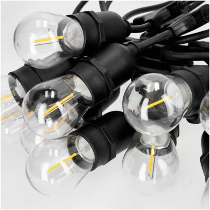 LED Dekoratyvinė lauko girlianda BAJA ST64 15xE27/1W/230V 15,9m IP44 šilta balta