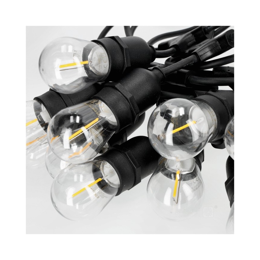 LED Dekoratyvinė lauko girlianda BAJA ST64 15xE27/1W/230V 15,9m IP44 šilta balta