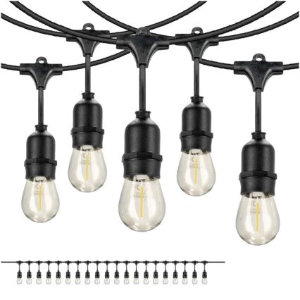 LED Dekoratyvinė lauko girlianda BAJA ST64 20xE27/1W/230V 10,9m IP44 šilta balta