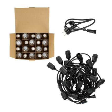 LED Dekoratyvinė lauko girlianda BAJA ST64 20xE27/1W/230V 10,9m IP44 šilta balta