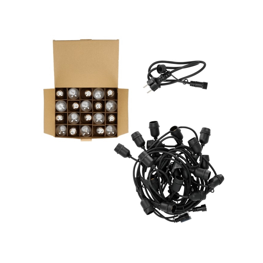 LED Dekoratyvinė lauko girlianda BAJA ST64 20xE27/1W/230V 10,9m IP44 šilta balta