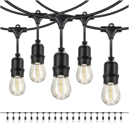 LED Dekoratyvinė lauko girlianda BAJA ST64 20xE27/1W/230V 20,9m IP44 šilta balta