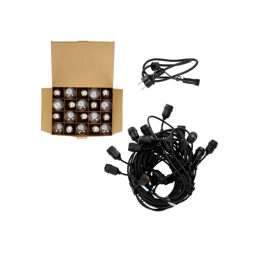 LED Dekoratyvinė lauko girlianda BAJA ST64 20xE27/1W/230V 20,9m IP44 šilta balta
