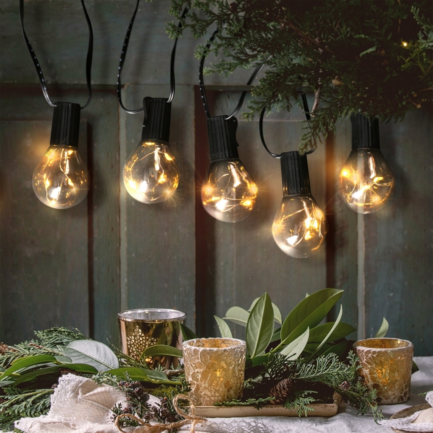 LED Dekoratyvinė lauko girlianda GIRLIANDA 10xLED/3xAA 3m IP44 šilta balta
