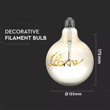 LED dekoratyvinė lemputė FILAMENT G125 E27/5W/230V 2200K