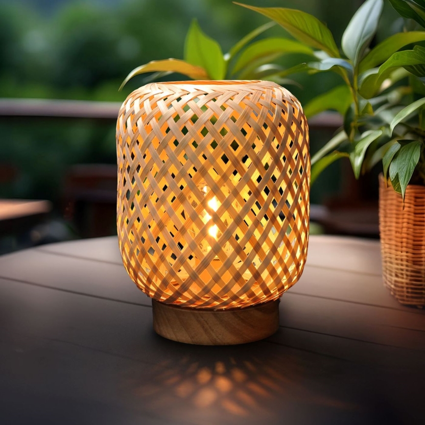 LED Dekoratyvinė stalinė lempa BOHO LED/2xAAA rotangas