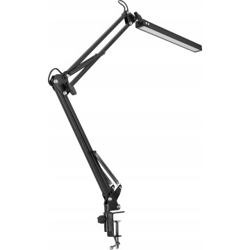 LED dimeriuojama jutiklinė stalo lempa su lanksčiu kaklu ir spaustuku LED/10W/5/230V 3000/4000/6000K juoda