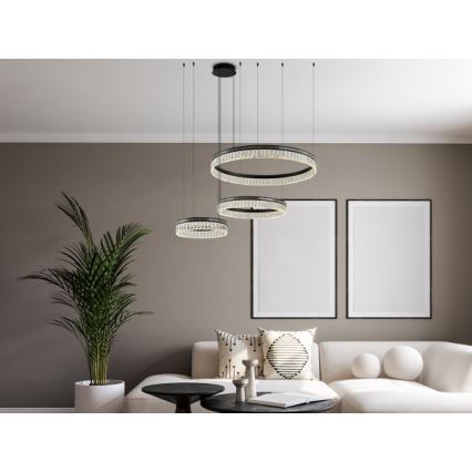 Reguliuojama LED krištolinė liustra ant laido THALIA LED/120W/230V 3000-6000K + nuotolinis valdymas