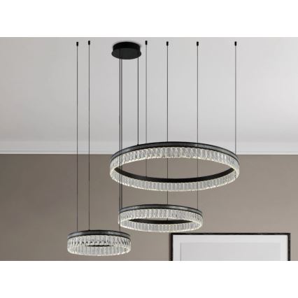Reguliuojama LED krištolinė liustra ant laido THALIA LED/120W/230V 3000-6000K + nuotolinis valdymas