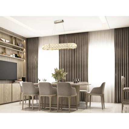 Reguliuojamas LED krištolinis pakabinamas šviestuvas ant troselio ENRIQUE LED/50W//230V 3000-6000K + nuotolinis valdymas