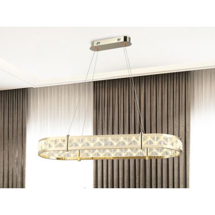 Reguliuojamas LED krištolinis pakabinamas šviestuvas ant troselio ENRIQUE LED/50W//230V 3000-6000K + nuotolinis valdymas