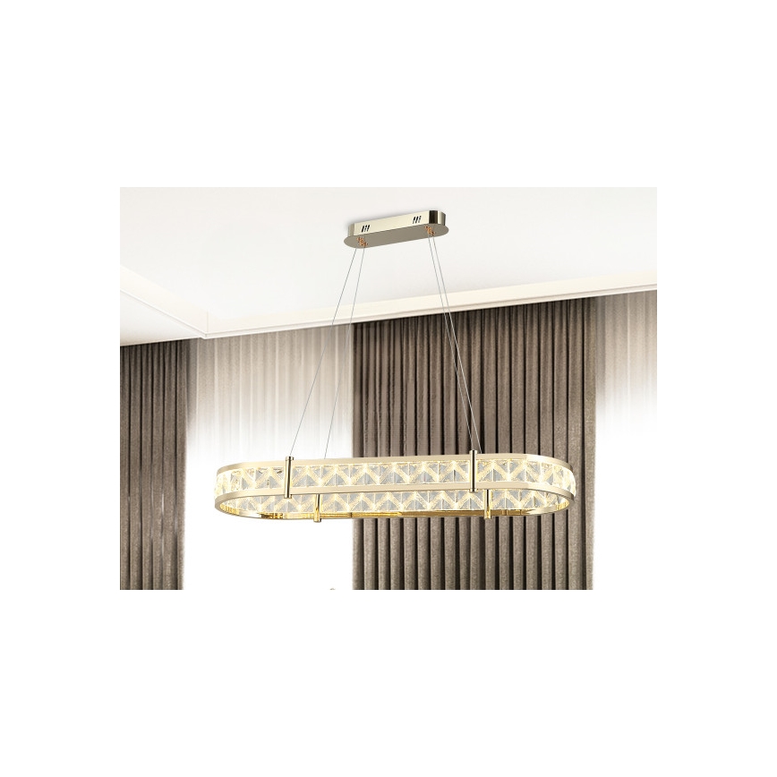 Reguliuojamas LED krištolinis pakabinamas šviestuvas ant troselio ENRIQUE LED/50W//230V 3000-6000K + nuotolinis valdymas