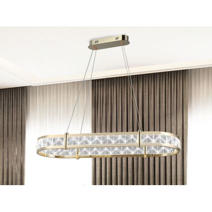 Reguliuojamas LED krištolinis pakabinamas šviestuvas ant troselio ENRIQUE LED/50W//230V 3000-6000K + nuotolinis valdymas