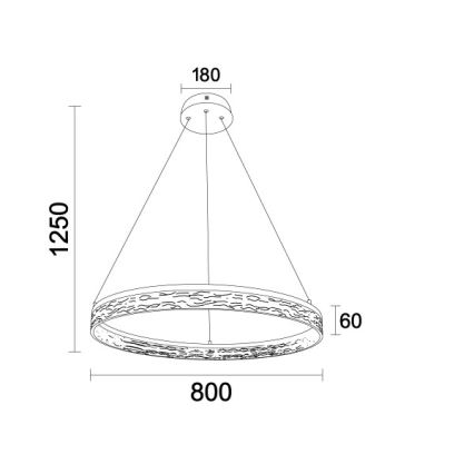 Dimeriuojama LED liustra ant laido ALIANZ LED/60W/230V 3000-6000K skersmuo 80 cm + nuotolinio valdymo pultas
