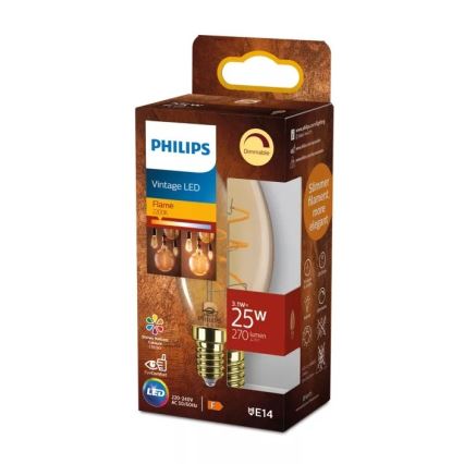 LED reguliuojama lemputė VINTAGE Philips B35 E14/3,1W/230V 2200K CRI 90