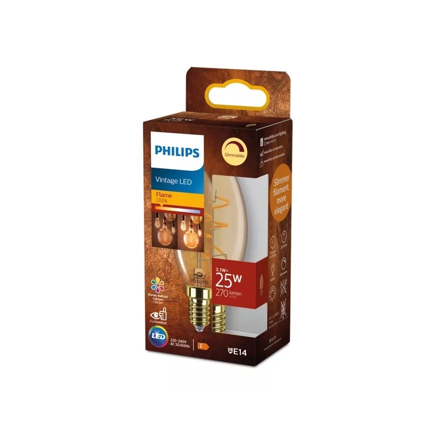 LED reguliuojama lemputė VINTAGE Philips B35 E14/3,1W/230V 2200K CRI 90
