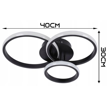 Dimeriuojamas LED lubų šviestuvas LED/70W/230V 3000-6500K juodas + nuotolinio valdymo pultas