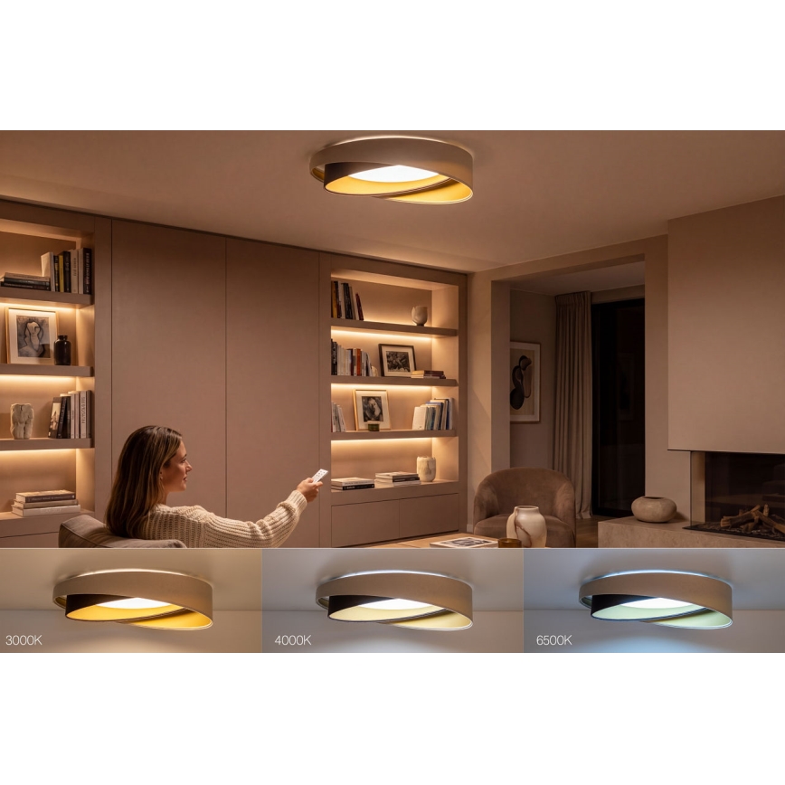 Reguliuojamas LED lubinis šviestuvas SMART GALAXY MODERN LED/24W/230V 3000-6500K skersmuo 55 cm smėlinis/rudas/auksinis + nuotolinis valdymas