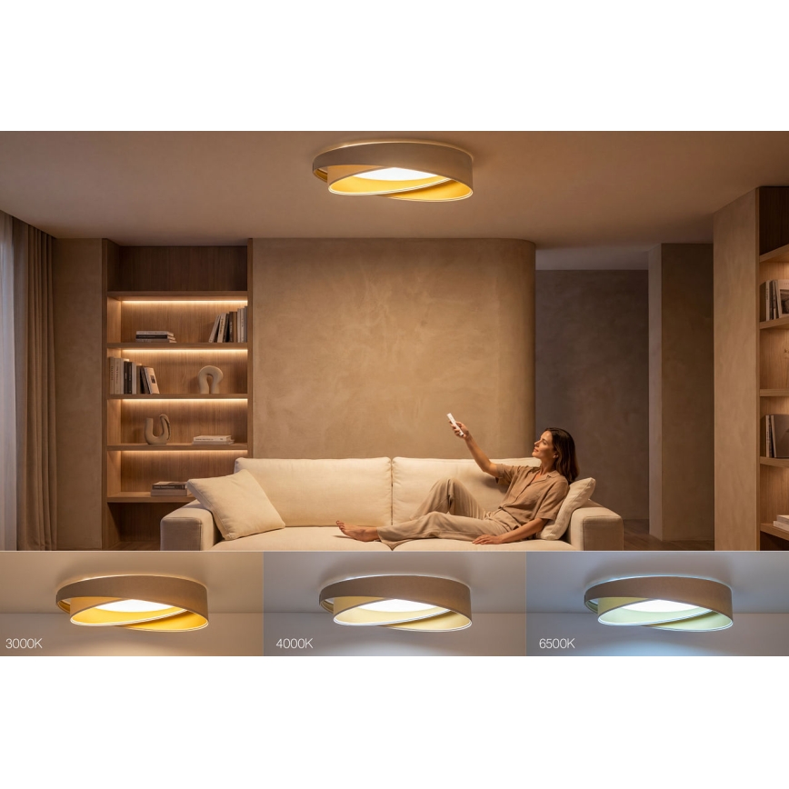 Reguliuojamas LED lubų šviestuvas SMART GALAXY MODERN LED/24W/230V 3000-6500K Ø 55 cm smėlio/balta/auksinė + nuotolinis pultas